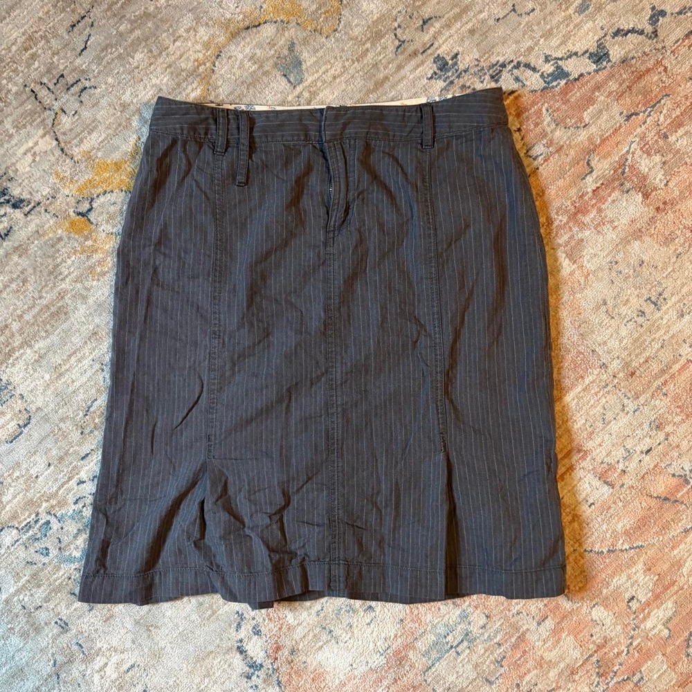 American Eagle Brown Pinstripe Mini Skirt Y2K Pleated Hem Size 0